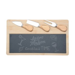 Πλατώ σερβιρίσματος με ξύλινη βάση & αξεσουάρ διαστάσεων 33x19cm