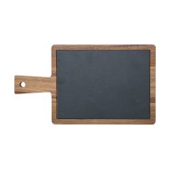 Πλατώ σερβιρίσματος σχιστόλιθου με ξύλινη βάση από ακακία διαστάσεων 28x17cm Πλατώ σερβιρίσματος σχιστόλιθου με ξύλινη βάση από ακακία διαστάσεων 28x17cm