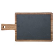 Πλατώ σερβιρίσματος από σχιστόλιθο με ξύλινη βάση ακακίας διαστάσεων 35x20cm Πλατώ σερβιρίσματος από σχιστόλιθο με ξύλινη βάση ακακίας διαστάσεων 35x20cm