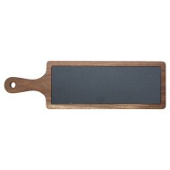 Πλατώ σερβιρίσματος σχιστόλιθου με ξύλινη βάση ακακίας διαστάσεων 44x13cm Πλατώ σερβιρίσματος σχιστόλιθου με ξύλινη βάση ακακίας διαστάσεων 44x13cm