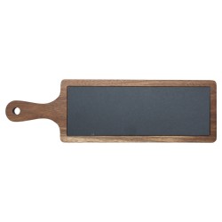 Πλατώ σερβιρίσματος σχιστόλιθου με ξύλινη βάση ακακίας διαστάσεων 44x13cm