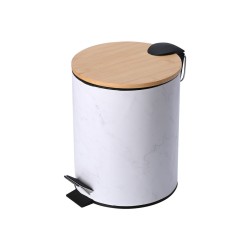 Χαρτοδοχείο μπάνιου σε λευκό χρώμα Marble με Soft close καπάκι χωρητικότητας 5lt