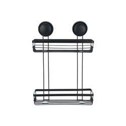 Εταζέρα ίσια με βεντούζες στήριξης με 2 ράφια σε μαύρο χρώμα 