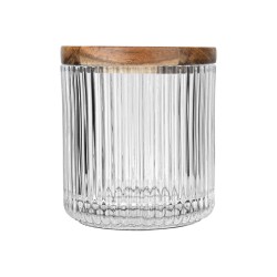 Δοχείο για βαμβάκι Allure γυάλινο διάφανο με ξύλινο καπάκι