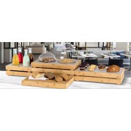 Oυδέτερο Display παρουσίασης GN1/1 από οικολογικό Bamboo και Plexi Frost 32,5x53x12cm για ορεκτικά και επιδόρπια της σειράς Crate