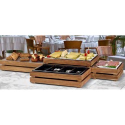 Ξύλινο πλαίσιο από ξύλο ακακίας GN 1/1 Π32,5xΜ53xΥ6,5cm για επέκταση ύψους των θηκών παρουσίασης της σεiράς Crate