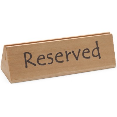 Επιτραπέζιο ταμπελάκι "RESERVE"  με σχισμή συγκράτησης μενού κατασκευασμένο από ανθεκτικό ξύλο