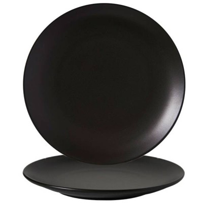 Πιάτο ρηχό πορσελάνης διαμέτρου 27cm της σειράς Bodrum σε χρώμα μαύρο matt