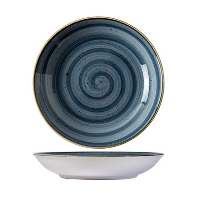 Πιάτο βαθύ  διαμέτρου 21cm από πορσελάνη σε μπλε ραφ χρώμα της σειράς Porline Blue
