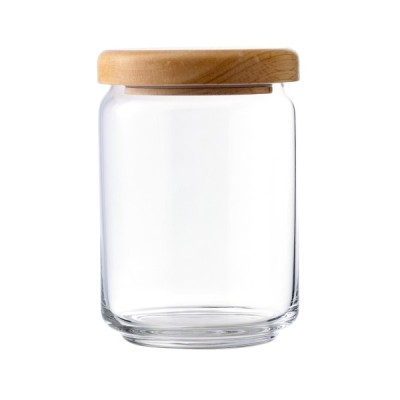 Γυάλινο δοχείο αποθήκευσης χωρητικότητας 65cl με ξύλινο καπάκι της σειράς Pop Jar
