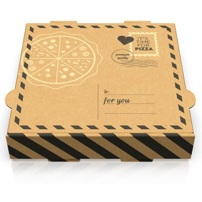 Κουτί πίτσας διαστάσεων 22x22cm της σειράς Letter design σε πακέτο των 100 τμχ