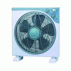 Ανεμιστήρας επιδαπέδιος BOX FAN 12" γκρι/μπλέ 3 ταχυτήτων PVC πτερύγια με με χειρολαβή μεταφοράς