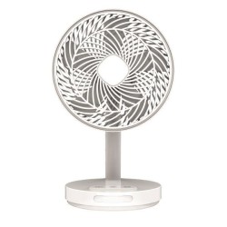 Επιτραπέζιος επαναφορτιζόμενος λευκός ανεμιστήρας Φ16 περιστρεφόμενος 35° 4,7W με Led φως 3W