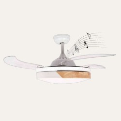 Ανεμιστήρας οροφής λευκός 40W 6 ταχυτήτων με ηχείο bluetooth Led φως και κοντρόλ