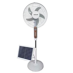 Ανεμιστήρας με  ορθοστάτη λευκός Φ45 15W με θύρα USB επαναφορτιζόμενος με ηλιακό πάνελ