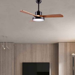 Ανεμιστήρας οροφής Φ122cm 35W σε μαύρο και ξύλο με LED 32W DIMMABLE φωτισμό & τηλεχειριστήριο με 6 ταχύτητες
