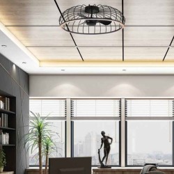 Ανεμιστήρας οροφής πλαφονιέρα 28W Φ79cm σε μαύρο ματ χρώμα με φωτισμό 60W LED DIMMABLE με 6 ταχύτητες & τηλεχειριστήριο