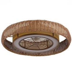 Ανεμιστήρας πλαφονιέρα οροφής 20W Φ65cm καφέ πλεκτό ρατάν  με LED φως DIMMABLE 60W & τηλεχειριστήριο Ανεμιστήρας πλαφονιέρα οροφής 20W Φ65cm καφέ πλεκτό ρατάν  με LED φως DIMMABLE 60W & τηλεχειριστήριο