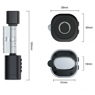 Bluetooth έξυπνος κύλινδρος με ψηφιακό πληκτρολόγιο και δαχτυλικό αποτύπωμα LILIWISE C1 V.A 95 σε μαύρο χρώμα