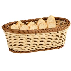 Επιτραπέζια ψωμιέρα Polyrattan 2χρωμη μπεζ-μελί 28x18cm Επιτραπέζια ψωμιέρα Polyrattan 2χρωμη μπεζ-μελί 28x18cm