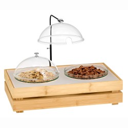 Ουδέτερα μπωλ 2x2,5 λίτρα σε πλαίσιο παρουσίασης GN1/1 από οικολογικό Bamboo και Plexi Frost 32,5x53x12cm για δημητριακά