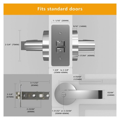 ORBITA B-308 κλειδαριά μπάνιου (privacy) σατινέ νίκελ inox 304 για πόρτες 40-45 mm