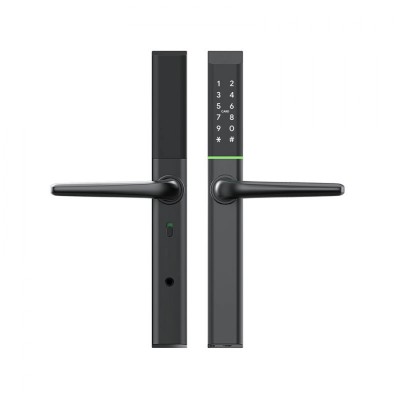 LILIWISE S3A-B μαύρη ultra-slim κλειδαριά πόρτας με Bluetooth, κάρτα M1 (Mifare), κωδικό PIN & κλειδί (IP66)