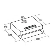 Ελεύθερος απορροφητήρας απλός CATA F-2260 λευκός μήκους 60cm με ισχύ 600m3/h