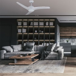 Ανεμιστήρας οροφής με ντουί για λάμπα Ε27 διάμετρο 132cm 70W  σε λευκό χρώμα με 3 φτερωτές και κοντρόλ