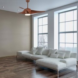 Ανεμιστήρας οροφής 35W  6 ταχυτήτων σε απόχρωση ξύλου με LED φως και κοντρολ Φ132 dc μοτερ