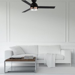 Ανεμιστήρας οροφής μαύρος ματ με ροζ χρυσό Φ132 30W DC 3 φτερωτές ηχείο bluetooth με led φως RGB και κοντρολ