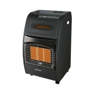 Σόμπα υγραερίου μαύρη 4.2kw οβάλ με αερόθερμο 1500W turbo fan & regulator