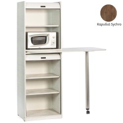 Ντουλάπι Coffee Break πλάτος 60cm με μικρό φουρνάκι μικροκυμάτωνν & χώρο για μικρό ψυγείο απόχρωση καρυδιά sychro κατάλληλο για ξενώνες & γραφεία