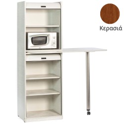 Ντουλάπι Coffee Break πλάτος 60cm με μικρό φουρνάκι μικροκυμάτωνν & χώρο για μικρό ψυγείο απόχρωση κερασιά κατάλληλο για ξενώνες & γραφεία