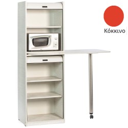 Ντουλάπι Coffee Break πλάτος 60cm με μικρό φουρνάκι μικροκυμάτωνν & χώρο για μικρό ψυγείο απόχρωση κόκκινο κατάλληλο για ξενώνες & γραφεία