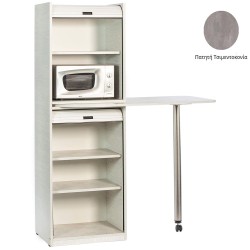 Ντουλάπι Coffee Break πλάτος 60cm με μικρό φουρνάκι μικροκυμάτωνν & χώρο για μικρό ψυγείο απόχρωση πατητή τσιμεντοκονία κατάλληλο για ξενώνες & γραφεία