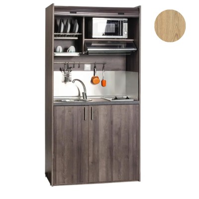 Πολυκουζίνα mini kitchen 105cm απόχρωση δρυς ρόζοι για ξενώνες, γραφεία & φοιτητικά studio