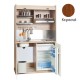 Πολυκουζίνα mini kitchen 125cm απόχρωση κερασιάς με αριστερή γούρνα για ξενώνες, γραφεία & φοιτητικά studio