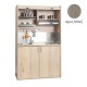 Πολυκουζίνα mini kitchen 125cm απόχρωση δρυς μπεζ με αριστερή γούρνα για ξενώνες, γραφεία & φοιτητικά studio