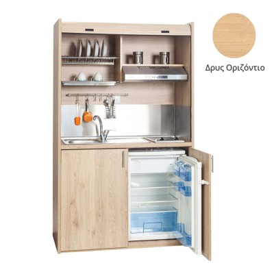 Πολυκουζίνα mini kitchen 125cm απόχρωση δρυς με αριστερή γούρνα για ξενώνες, γραφεία & φοιτητικά studio Πολυκουζίνα mini kitchen 125cm απόχρωση δρυς με αριστερή γούρνα για ξενώνες, γραφεία & φοιτητικά studio