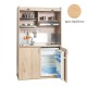 Πολυκουζίνα mini kitchen 125cm απόχρωση δρυς με αριστερή γούρνα για ξενώνες, γραφεία & φοιτητικά studio