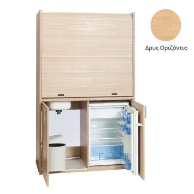 Πολυκουζίνα mini kitchen 125cm απόχρωση δρυς με αριστερή γούρνα για ξενώνες, γραφεία & φοιτητικά studio Πολυκουζίνα mini kitchen 125cm απόχρωση δρυς με αριστερή γούρνα για ξενώνες, γραφεία & φοιτητικά studio