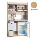 Πολυκουζίνα mini kitchen 125cm απόχρωση δρυς ρόζοι με αριστερή γούρνα για ξενώνες, γραφεία & φοιτητικά studio