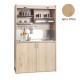 Πολυκουζίνα mini kitchen 125cm απόχρωση δρυς ρόζοι με αριστερή γούρνα για ξενώνες, γραφεία & φοιτητικά studio