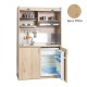 Πολυκουζίνα mini kitchen 125cm απόχρωση δρυς ρόζοι με αριστερή γούρνα για ξενώνες, γραφεία & φοιτητικά studio