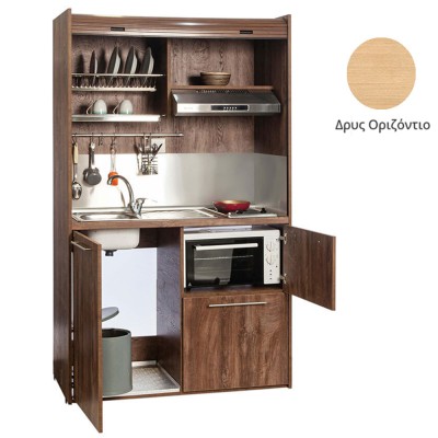 Πολυκουζίνα mini kitchen 125cm με φουρνάκι χωρίς ψυγείο απόχρωση δρυς για ξενώνες, γραφεία & studio Πολυκουζίνα mini kitchen 125cm με φουρνάκι χωρίς ψυγείο απόχρωση δρυς για ξενώνες, γραφεία & studio