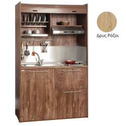 Πολυκουζίνα mini kitchen 125cm με φουρνάκι χωρίς ψυγείο απόχρωση δρυς ρόζοι για ξενώνες & γραφεία Πολυκουζίνα mini kitchen 125cm με φουρνάκι χωρίς ψυγείο απόχρωση δρυς ρόζοι για ξενώνες & γραφεία