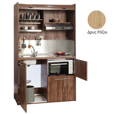 Πολυκουζίνα mini kitchen 125cm με φουρνάκι χωρίς ψυγείο απόχρωση δρυς ρόζοι για ξενώνες & γραφεία Πολυκουζίνα mini kitchen 125cm με φουρνάκι χωρίς ψυγείο απόχρωση δρυς ρόζοι για ξενώνες & γραφεία