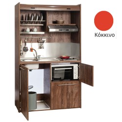 Πολυκουζίνα mini kitchen 125cm με φουρνάκι χωρίς ψυγείο απόχρωση κόκκινη για ξενώνες & γραφεία