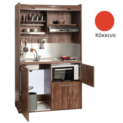 Πολυκουζίνα mini kitchen 125cm με φουρνάκι χωρίς ψυγείο απόχρωση κόκκινη για ξενώνες & γραφεία Πολυκουζίνα mini kitchen 125cm με φουρνάκι χωρίς ψυγείο απόχρωση κόκκινη για ξενώνες & γραφεία